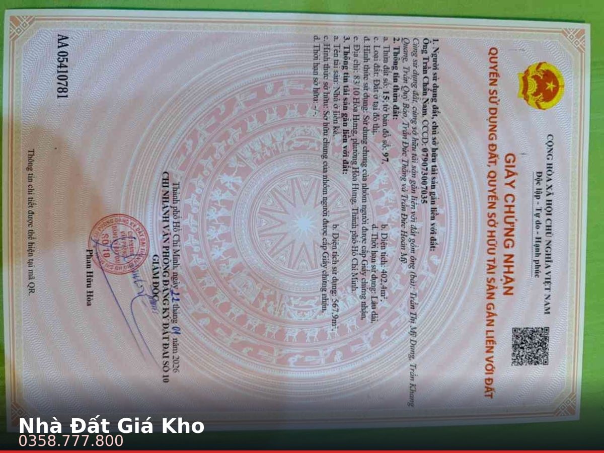 Nhà hẻm — Hòa Hưng, Hòa Hưng, Quận 10 — 405m² · ngang 16m · 5 tầng — 98 tỷ