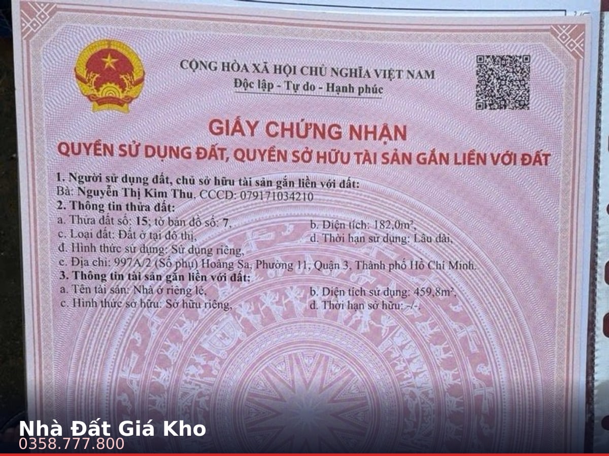 Nhà hẻm — Hoàng Sa, Nhiêu Lộc, Quận 3 — 182m² · ngang 9m · 4 tầng — 26,99 tỷ